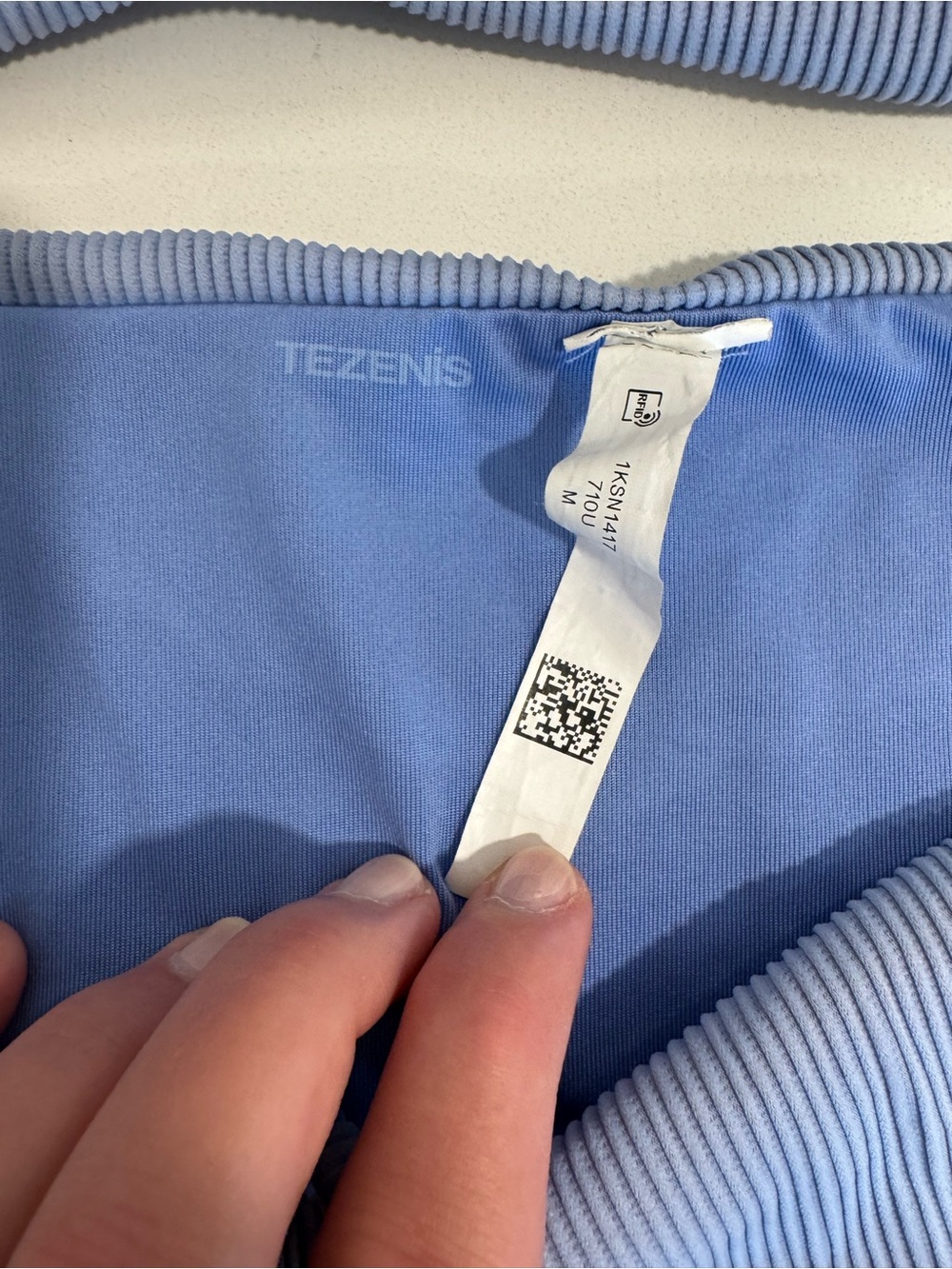 Light Blue Ribbed Women's Bikini Set - Picture 2 of 3